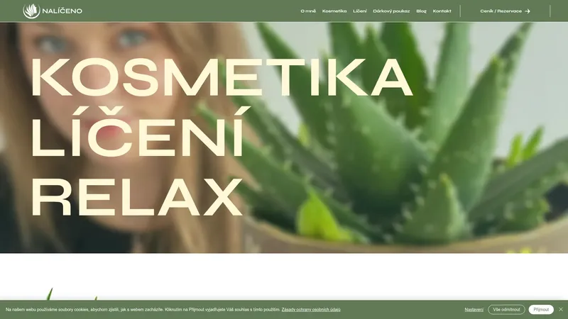 Screenshot webu Nalíčeno.cz